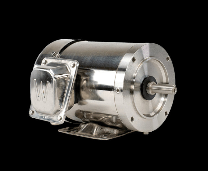 Washdown Duty Electric Motor, 0.33 HP, 1800 RPM, 230/460V, 56C Frame, C-Face with Removable Base, TEFC Enclosure