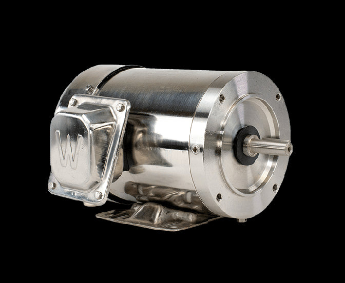 Washdown Duty Electric Motor, 0.5 HP, 1800 RPM, 230/460V, 56C Frame, C-Face with Removable Base, TENV Enclosure